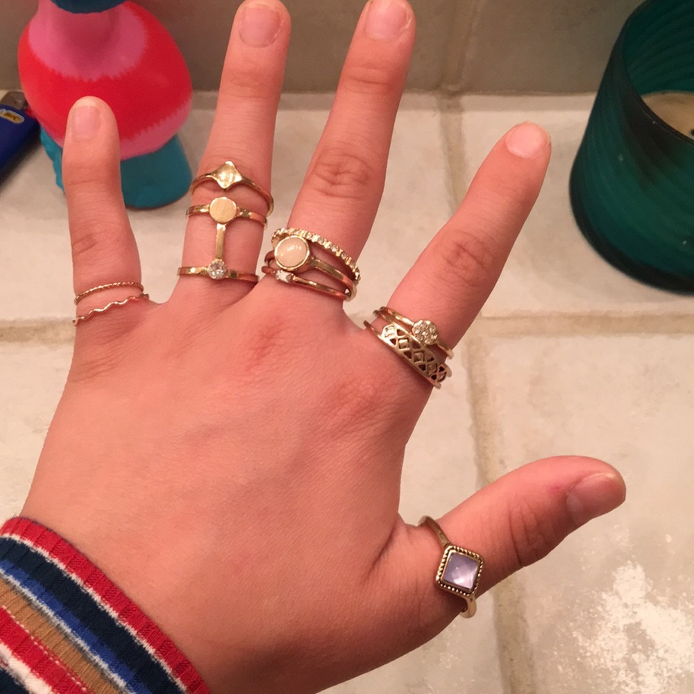 SET OF SILVER & GOLD RINGS